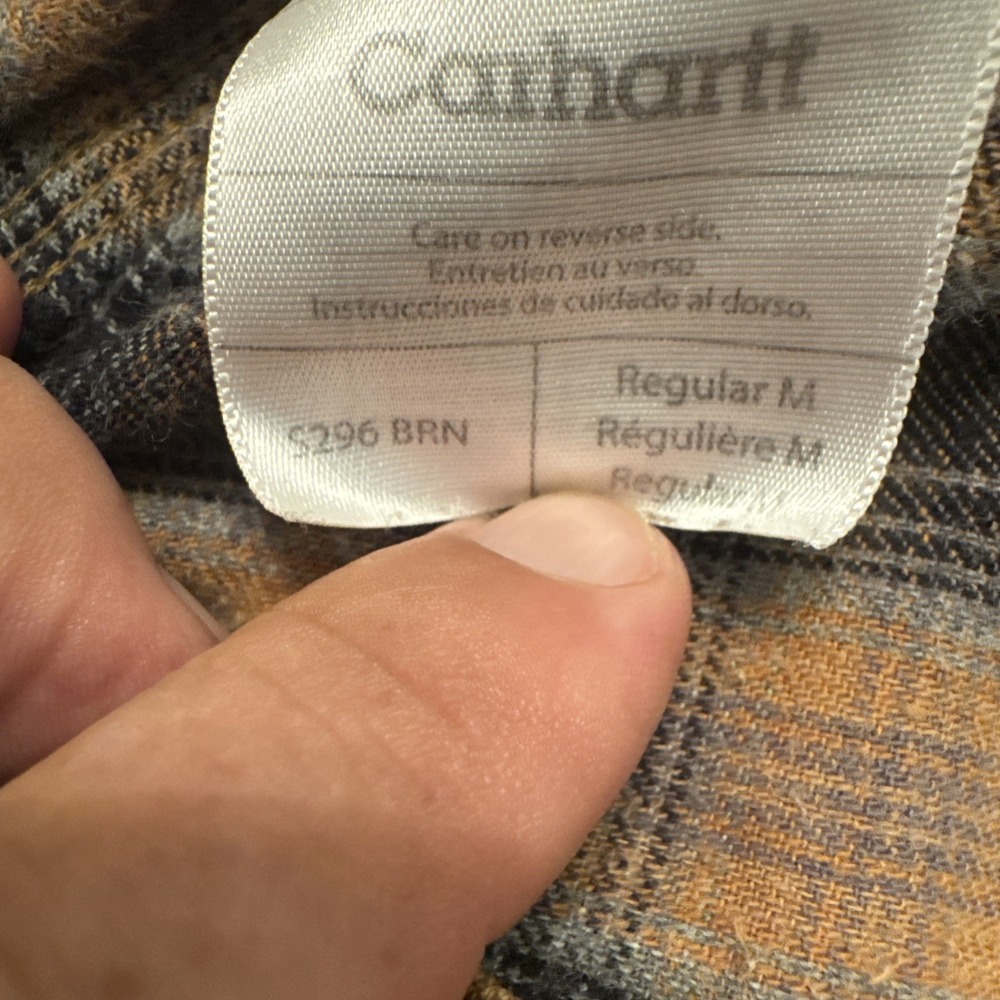 Carhartt Flannel Lined Duck Canvas Shirt Jacket Mens M Brown Snap S296brn - Picture 13 of 15